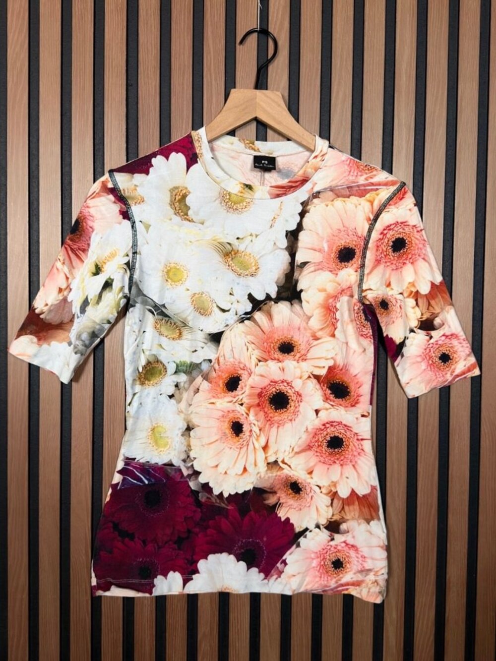 Paul Smith PS Blouse Small Womens Multicolor 3/4 Sleeve Garden Detail Floral Top